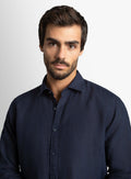 RAZA CART ARTICLE #6051  Men's Navy Linen Shirt